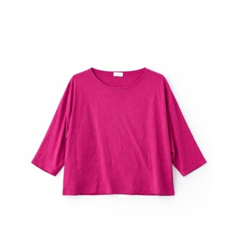 Bryn Walker Bamboo Organic Cotton Pink Boxy Cropped Top SZ Large Boho Lagenlook